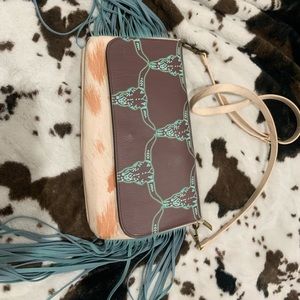 L&B cow skull fringe crossbody